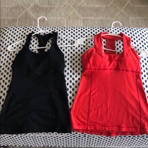 Two count size 6 Lululemon razorback halter tank